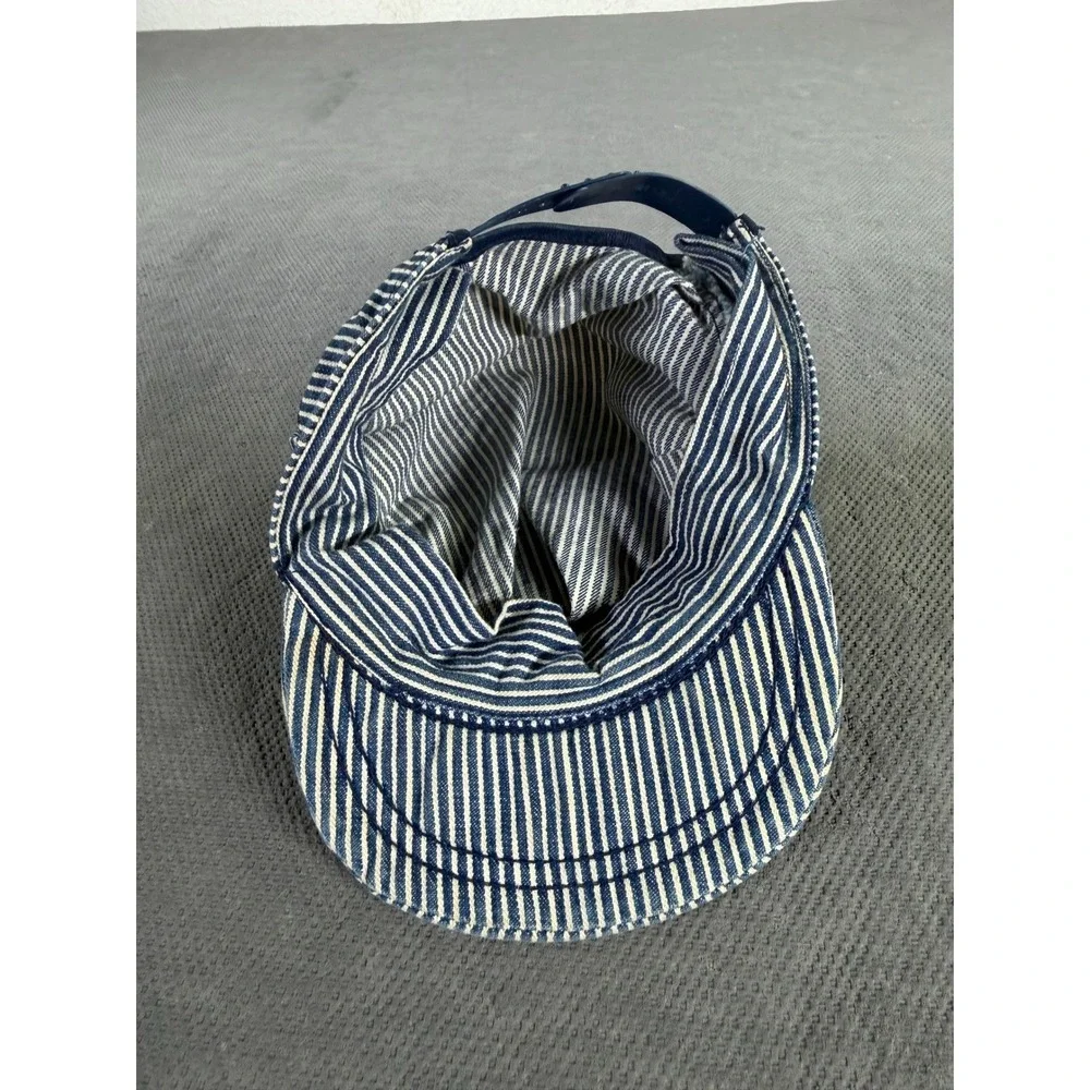 OshKosh Bgosh Engineer Hat Blue White Hickory Stripe Snapback Train Work Cap